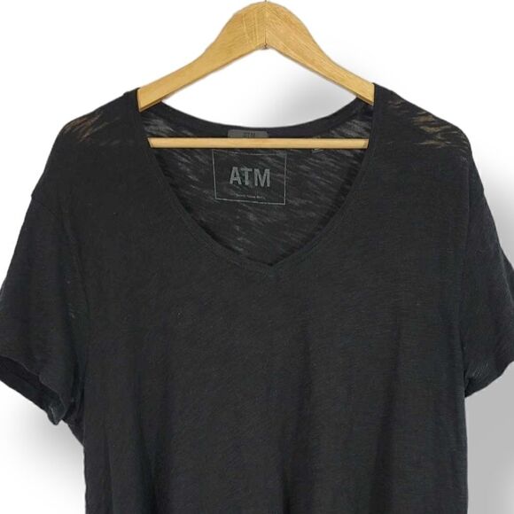 ATM Slub Jersey Boyfriend V-Neck Tee in Black Size M/L - Picture 4 of 14